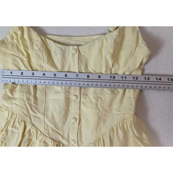 White Fox Boutique Yellow Women's Mini Dress Button Down Adjustable Straps Med - Picture 5 of 6